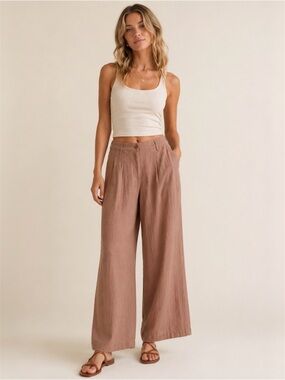 Urban Outfitters Womenβs Linen Blend Lightweight Wide-Leg Pants β Size 0 (NWT)